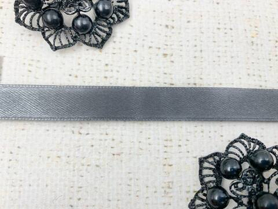 Лента атласная, ш. 1,2 см, тёмно-серый