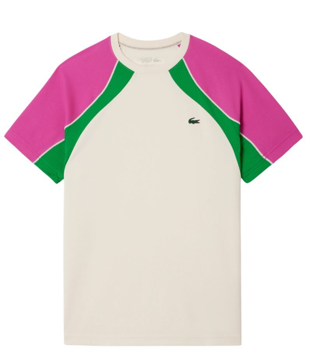 Мужская теннисная футболка Lacoste Ultra Dry Colour-Block Tennis - Бежевый