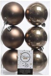 Набор пластиковых шаров Парис 80 мм, коричневый, 6 шт, Kaemingk (022030)