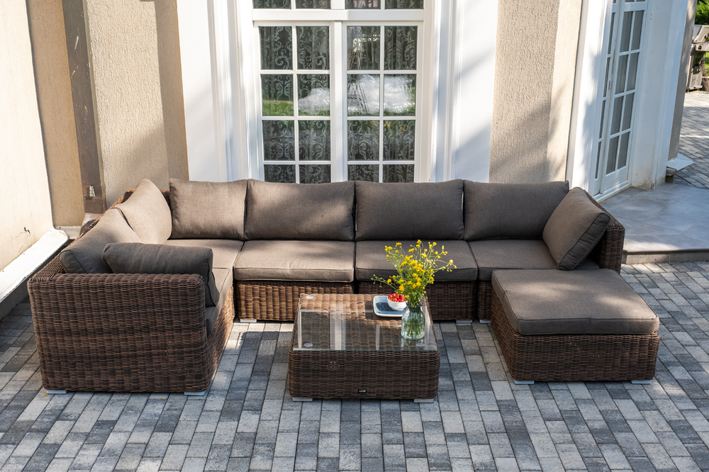 "Капри" трансформирующаяся лаунж-зона из искусственного ротанга, цвет коричневый