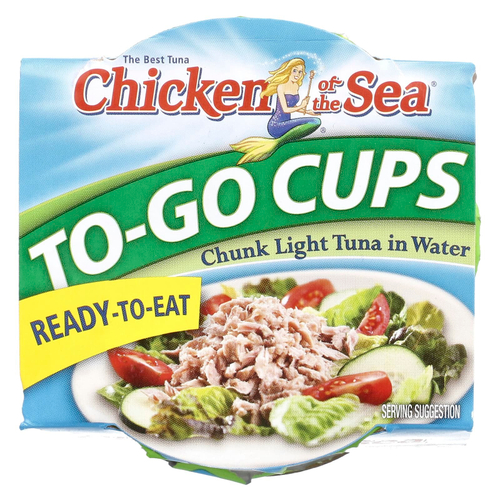 Chicken of the Sea, To-Go-Cups, кусочки легкого тунца в воде, 2 стакана по 2,8 унции
