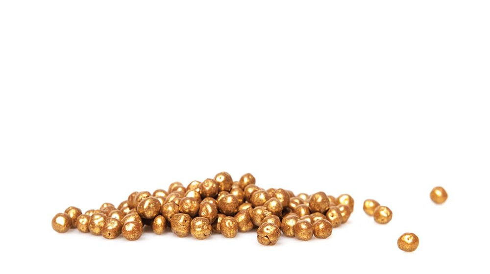 Кранч драже из молочного шоколада, покрытые золотом Mini lux pearls gold, Smet Chocolaterie, Бельгия, 100гр