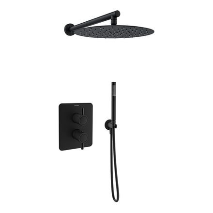 Встраиваемый термостат. смеситель для душа 2 выхода с троп. и руч. душем ODISEA K3987022NM черный