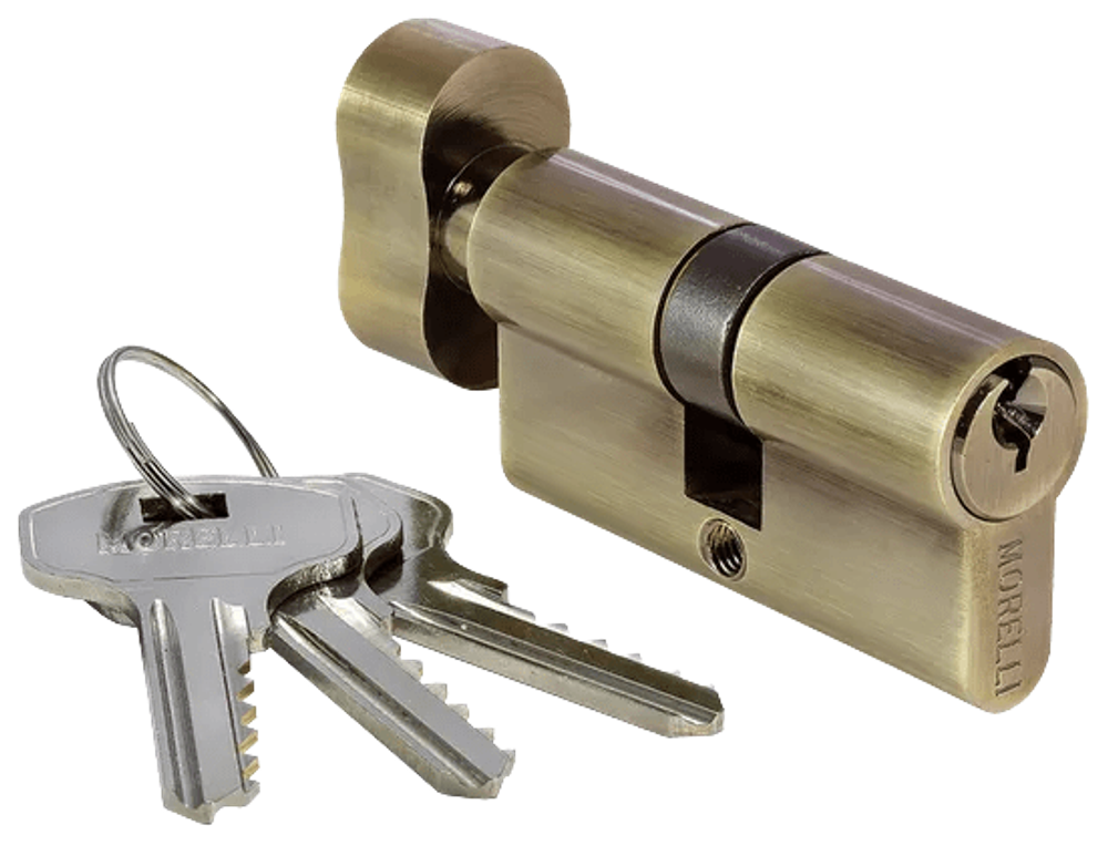 Ключевой цилиндр MORELLI с поворотной ручкой (70 мм) 70CK AB Цвет - Античная бронза