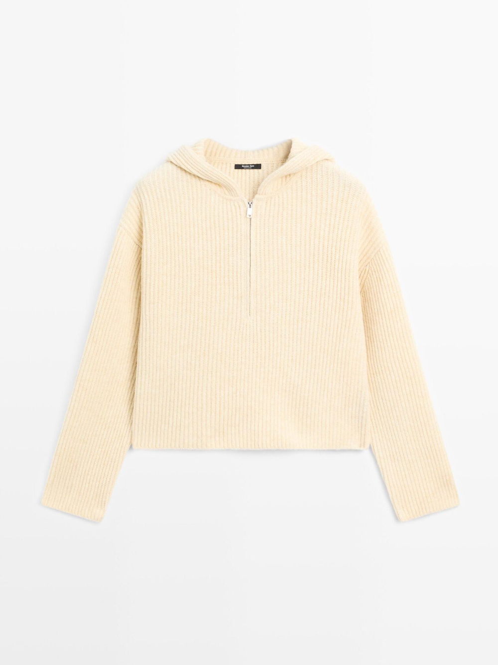 Massimo Dutti Свитер из смесовой шерсти с капюшоном, лаймовый