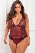 Боди на тонких регулируемых бретелях с кружевными чашками (Размер: XL-XXL) (Цвет: бордовый)