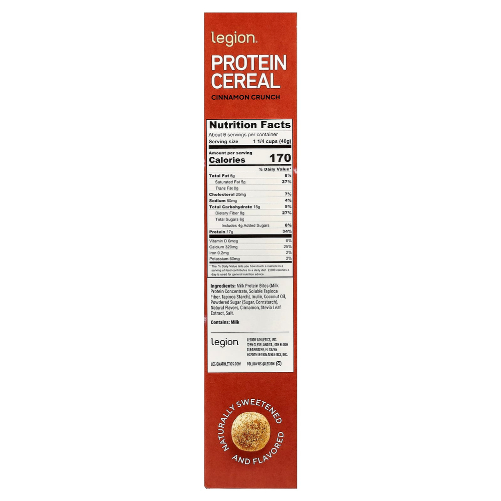 Legion Athletics, протеиновые хлопья, со вкусом корицы, 240 г (8,46 унции)