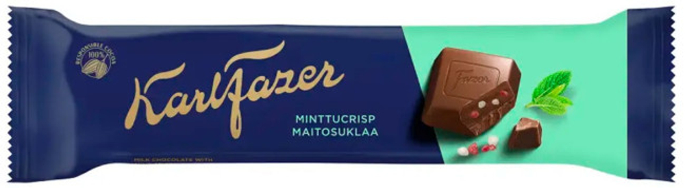 Шоколадный батончик с мятными криспами ТМ Fazer,37 г
