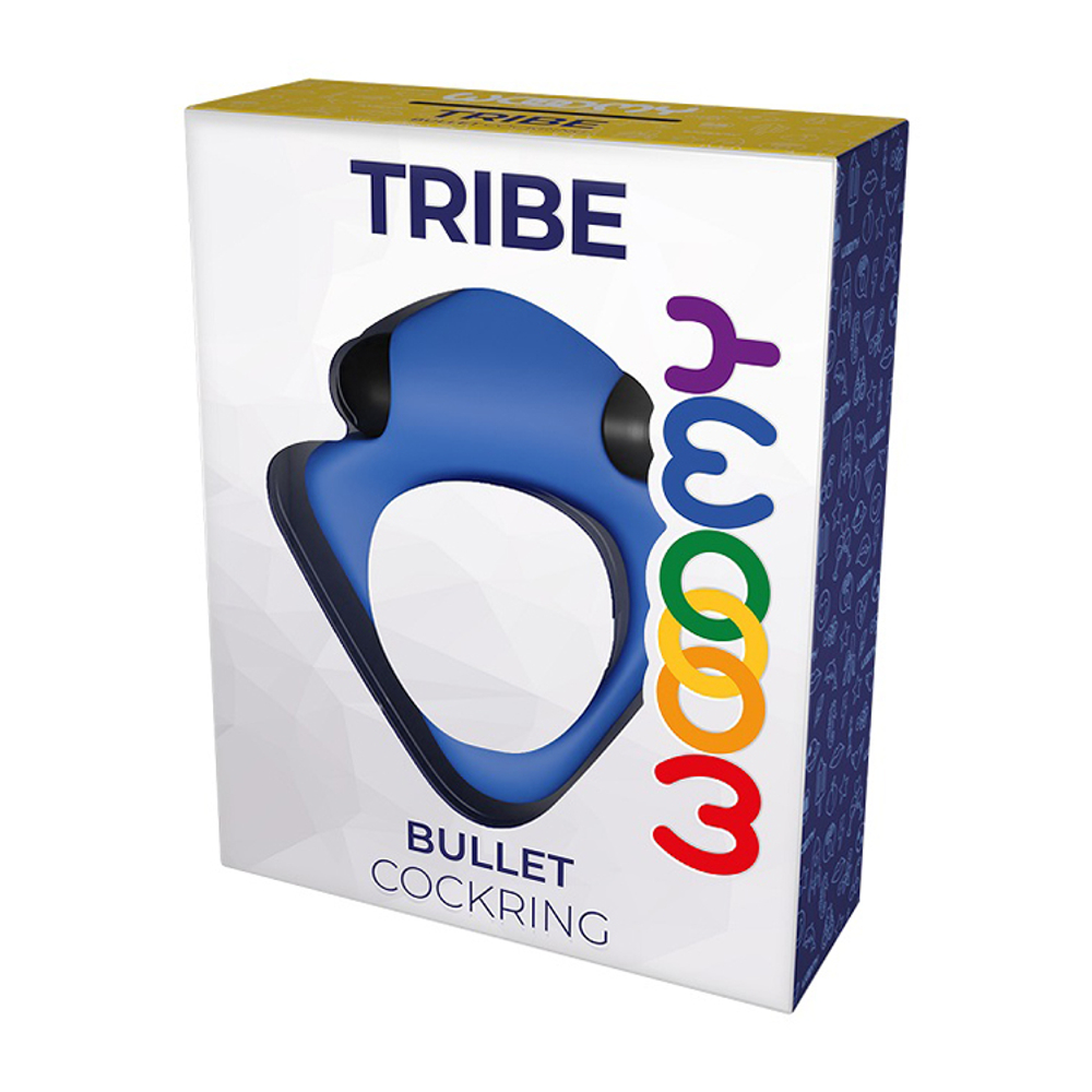 Синее эрекционное виброкольцо 3,2см Cnex Wooomy Tribe Vibrating Cock Ring Blue