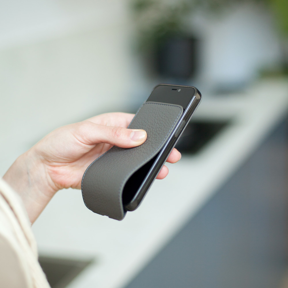 Чехол для iPhone 12 Mini из натуральной кожи теленка, серого цвета