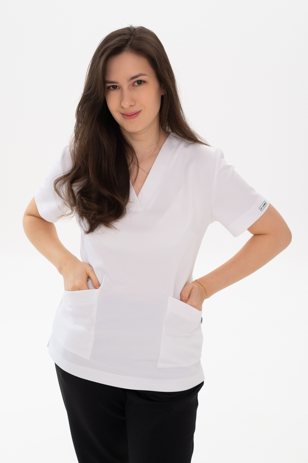 Блуза спорт трикотаж с V-вырезом