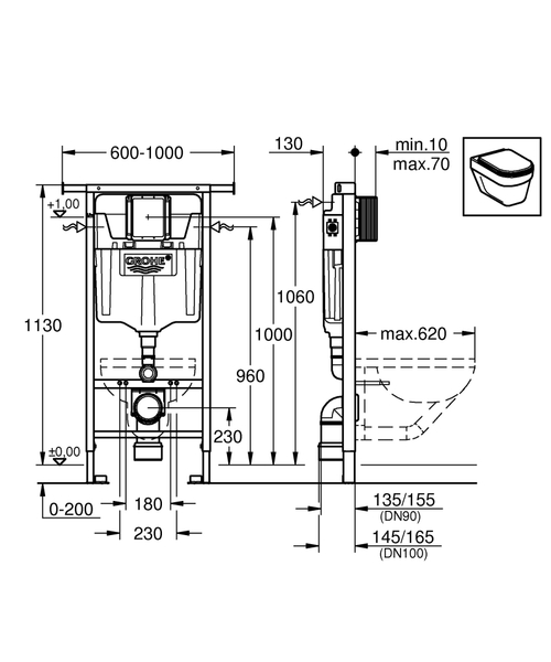Инсталляция для подвесного унитаза Grohe Rapid SL 38588001