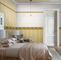 Панель ПВХ фотопечать с глиттером Лорд Золото Бежевый фон 2700х250мм