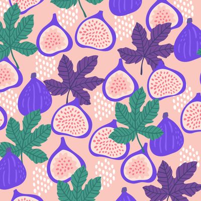 Яркий инжир с листьями на розовом