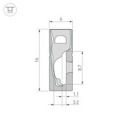 Силиконовый профиль WPH-FLEX-0616-SIDE-S9-5m FULL BLACK (Arlight, Силикон) 045842