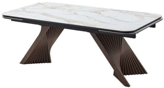 Стол МАНХЭТТЕН 200 цвет СВЕТЛЫЙ БЕЖ ( DRAC COLD XLIM), керамика / Орех Карни натуральный