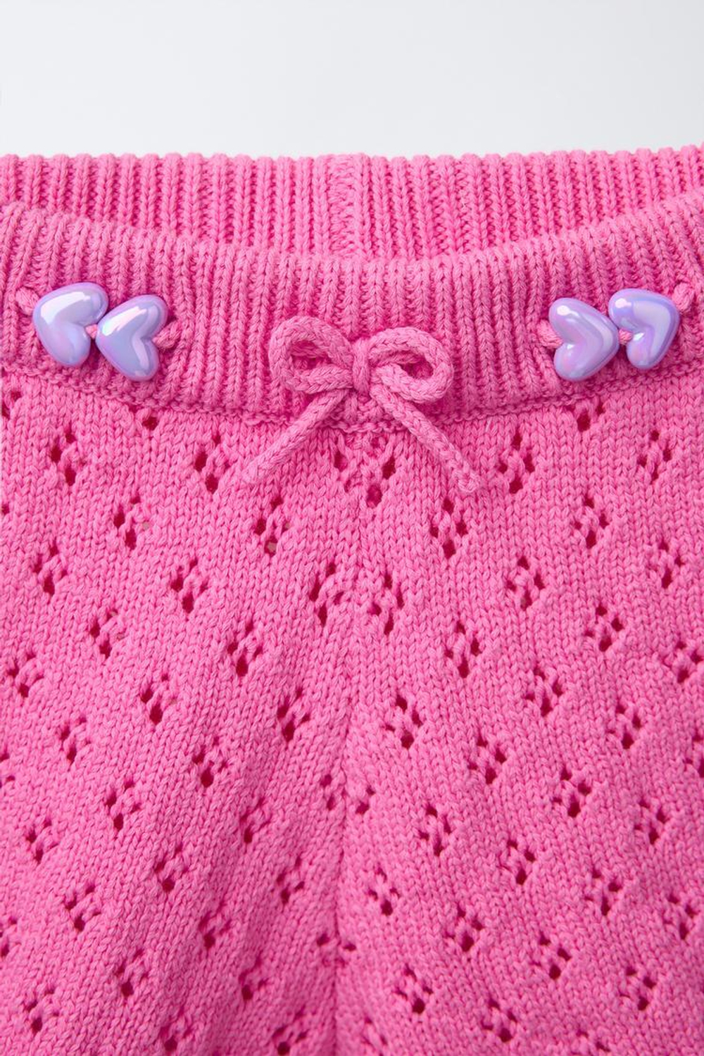 ZARA ТРИКОТАЖНЫЕ ШОРТЫ С БУСИНАМИ, ЦВЕТ ФУКСИИ