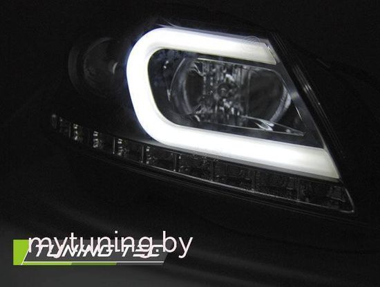 Передние фары Tube Light для Mercedes C-Class W204 (11-14) Black