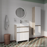 Тумба напольная с ящиками IDDIS Zodiac, 60 см, белая/под дерево, ZOD6ABFi95