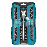 Набор торцевых головок, трещотка 120 зубьев, 1/2",3/8”, CrV, 36 предметов Gross