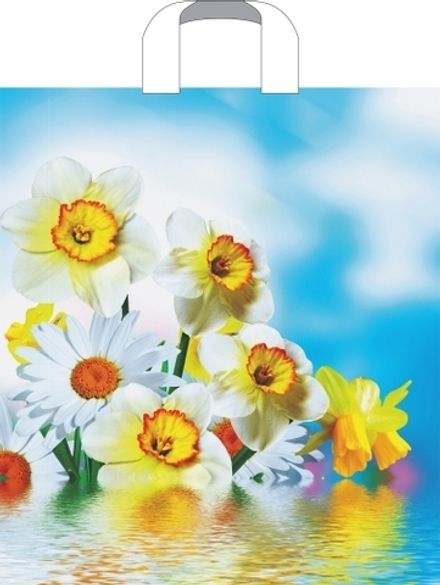 Пакеты с петлевой ручкой "Цветочная история" 38х42+3 см, 37 мкм (50/500шт)