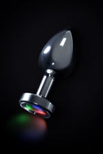 Анальная втулка серебряная со светодиодами Medium 8,8 см