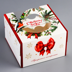 Коробка под бенто-торт с окном "Прекрасного настроения", 15,5 х 15,5 х 10 см