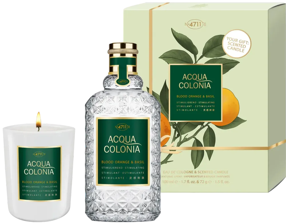 4711 Acqua Colonia Blood Orange &amp; Basil Duo Set Eau de Cologne 100ml + Kerze 72g Set 1 pcs