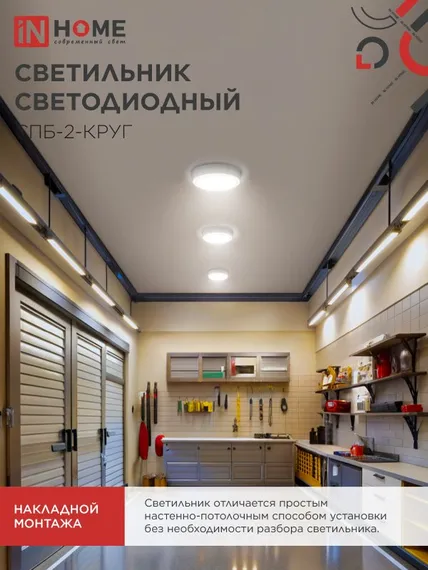 Светильник светодиодный СПБ-2-КРУГ 14Вт 230В 4000К 1100Лм 210мм белый IN HOME