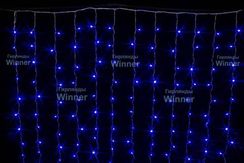 Занавес с мерцающим диодом 3*2 м., 220V, 360 синих LED ламп, соединяемый, прозрачный провод, Winner Light (B.03.5T.360+)