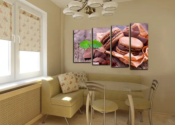 Модульная картина "Шоколадные макаруны"