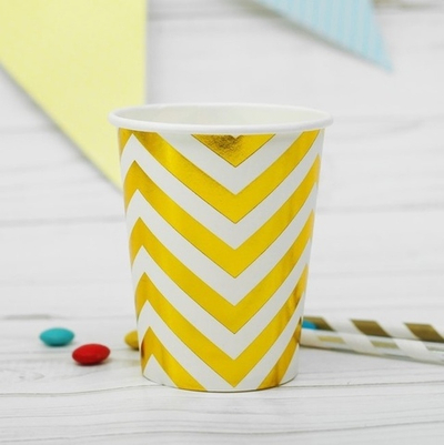 Стакан бумажный "Зигзаг" золото, набор 6 шт.