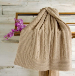 Плед вязанный кашемировый 140x180 CO.BI. Top бежевый Италия