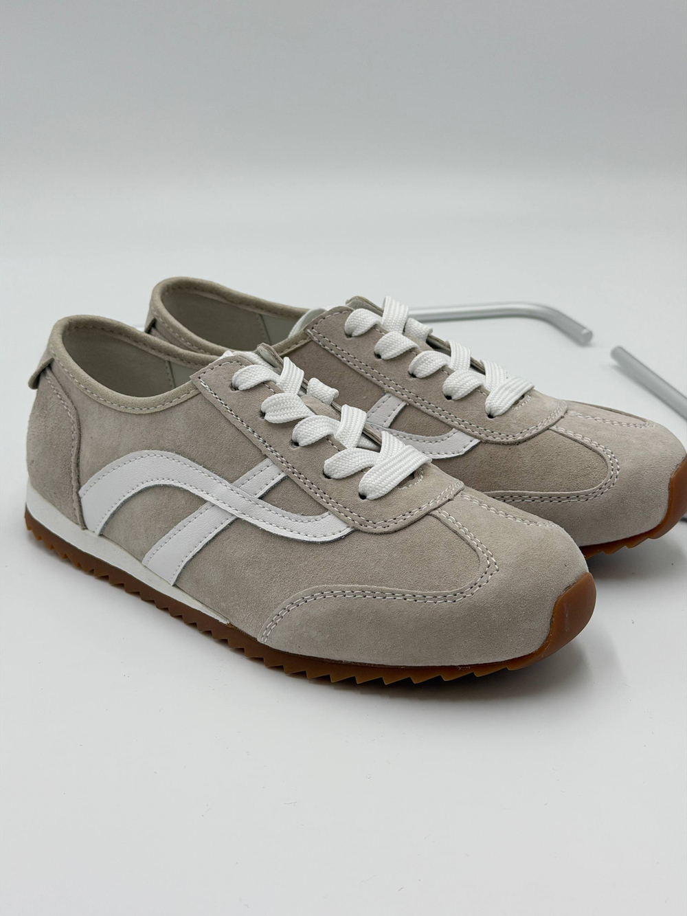 Кроссовки женские натуральная кожа арт. 251-5 цвет "бежево-серый"