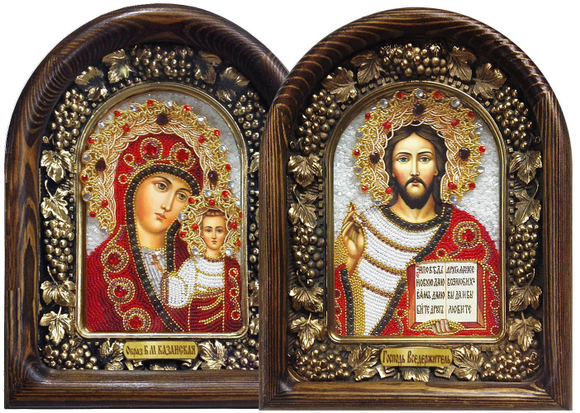 Икона Венчальная пара бисер