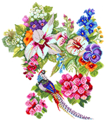 "Этюд с птицей"-4189 ткань с нанесенным рисунком