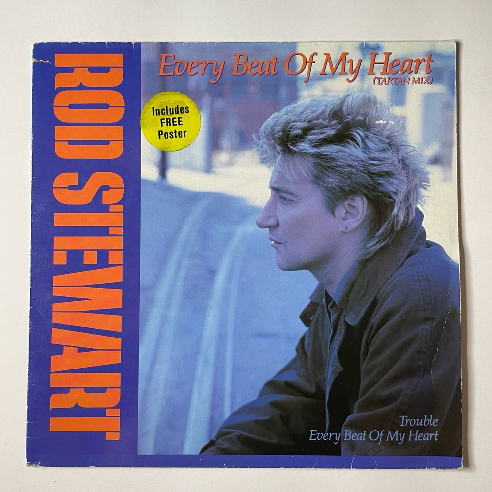 Винтажная виниловая пластинка LP Rod Stewart Every Beat Of My Heart (Tartan Mix) (Germany 1986) Maxi Single 45 RPM