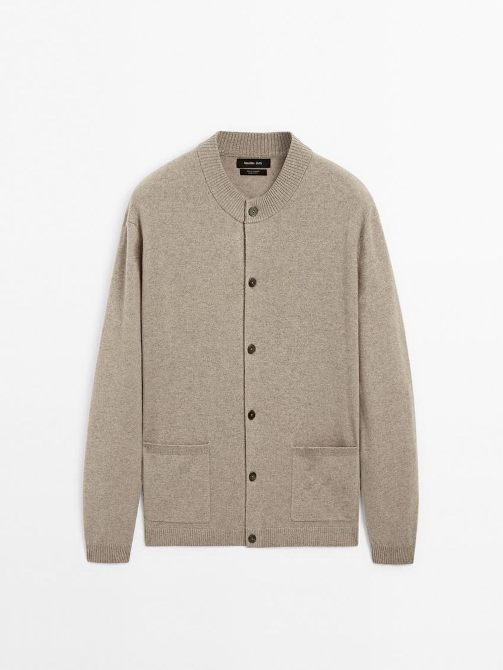 Massimo Dutti Кардиган из 100% кашемира с пуговицами, норка