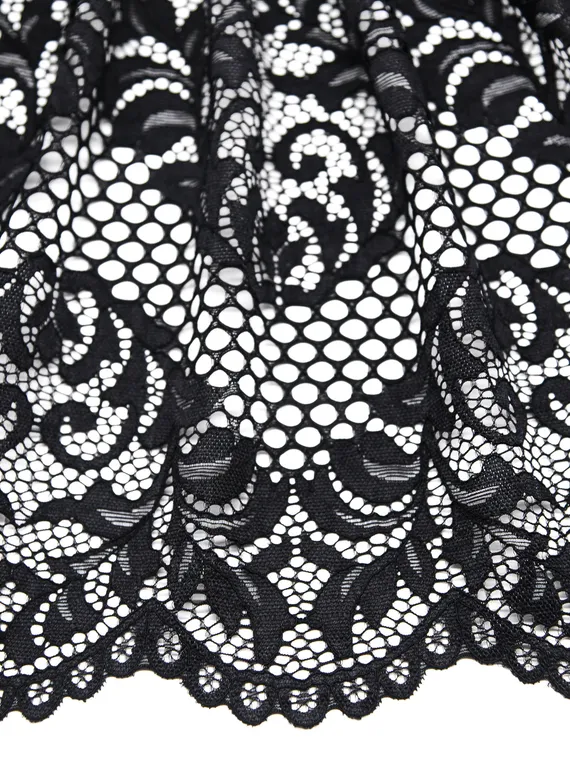 03-117 Кружево эластичное 22 см, черный 170