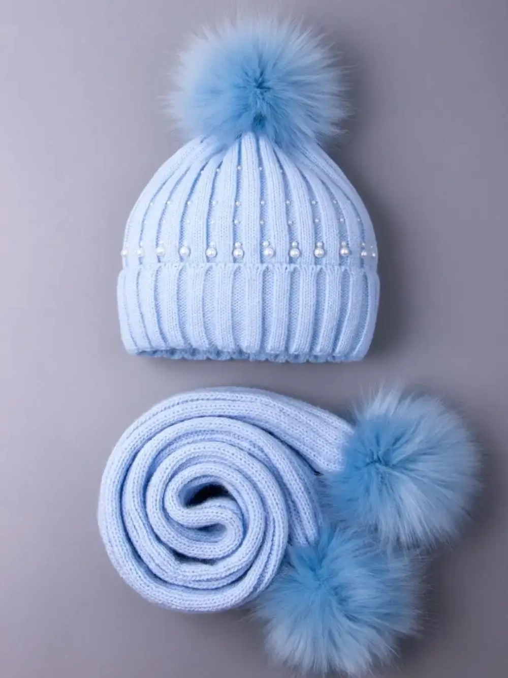 Шапка для девочки зимняя вязаная и шарф