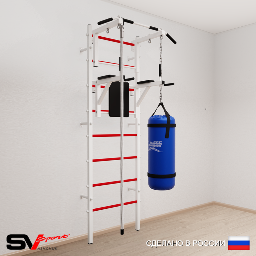 Шведская стенка Sv Sport 5703 (Турник стандарт/Брусья/Канат/Цепь/Мешок 30кг)