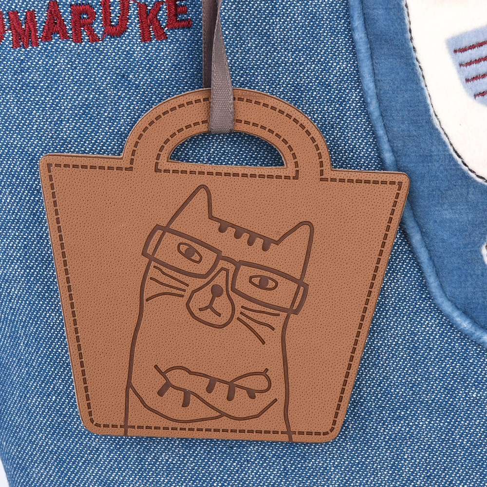 Сумка тоут NEKOMARUKE "BUTTER KEKS", джинсовый синий, 23-6515-3, KUSUGURU