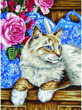 "Кот на полке"-10437 канва с рисунком
