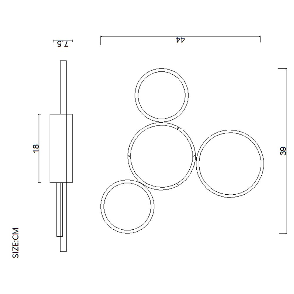 Потолочный Светильник Twine 4 Rings Black By Imperiumloft
