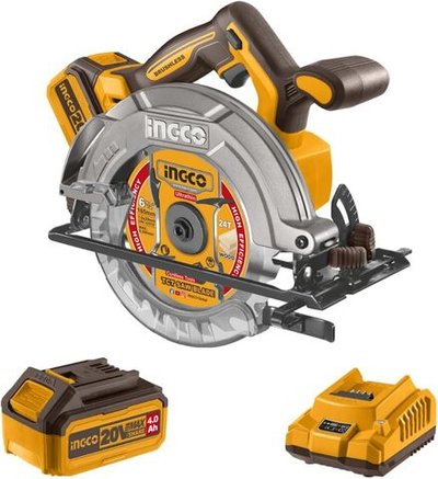 Аккумуляторная циркулярная пила BL 20В 165мм. 1хАКБ 4Ач и ЗУ SUPER INGCO CSLI16521 INDUSTRIAL