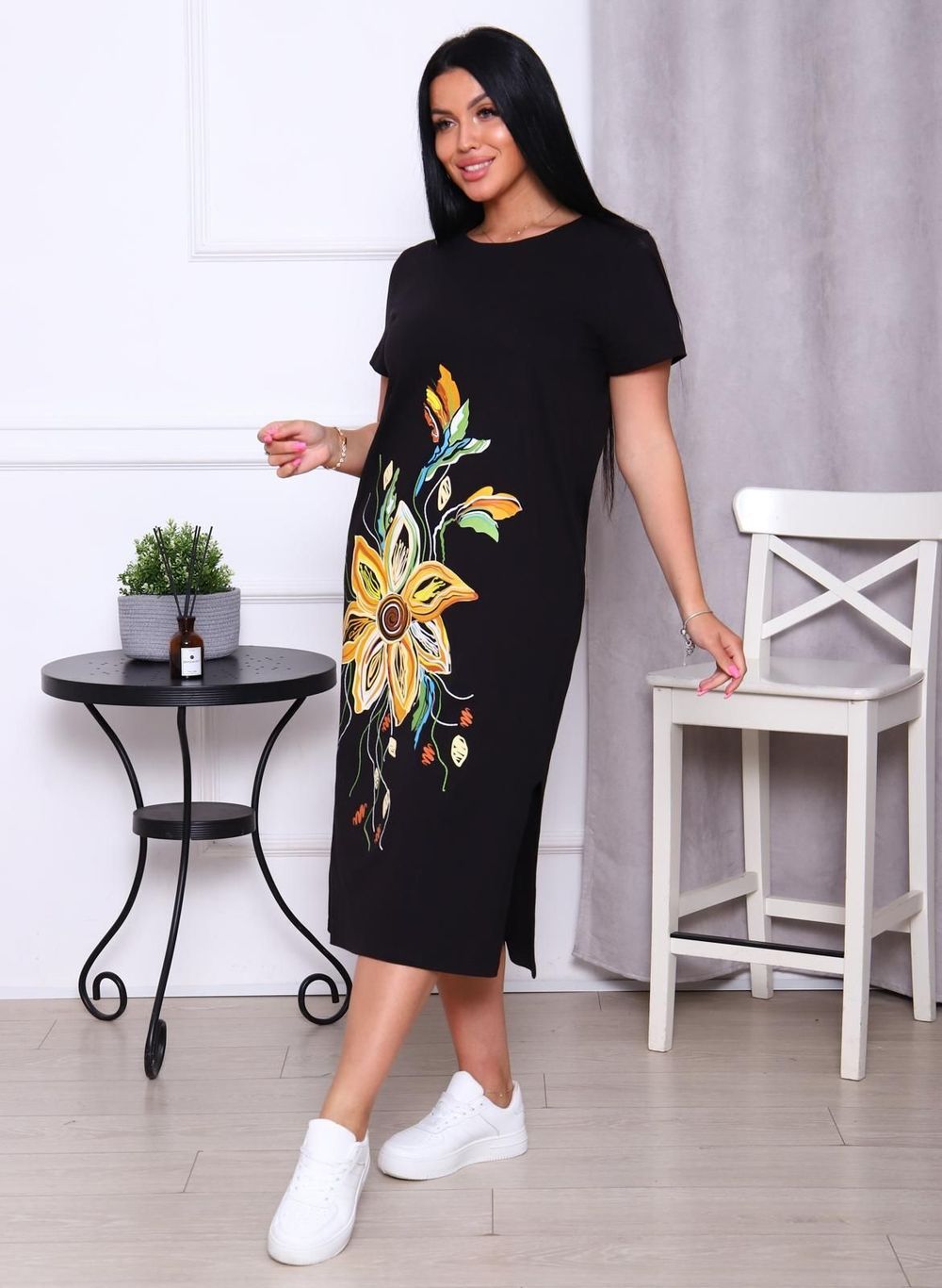 Лили - платье-футболка черный Iv-capriz (Акция)