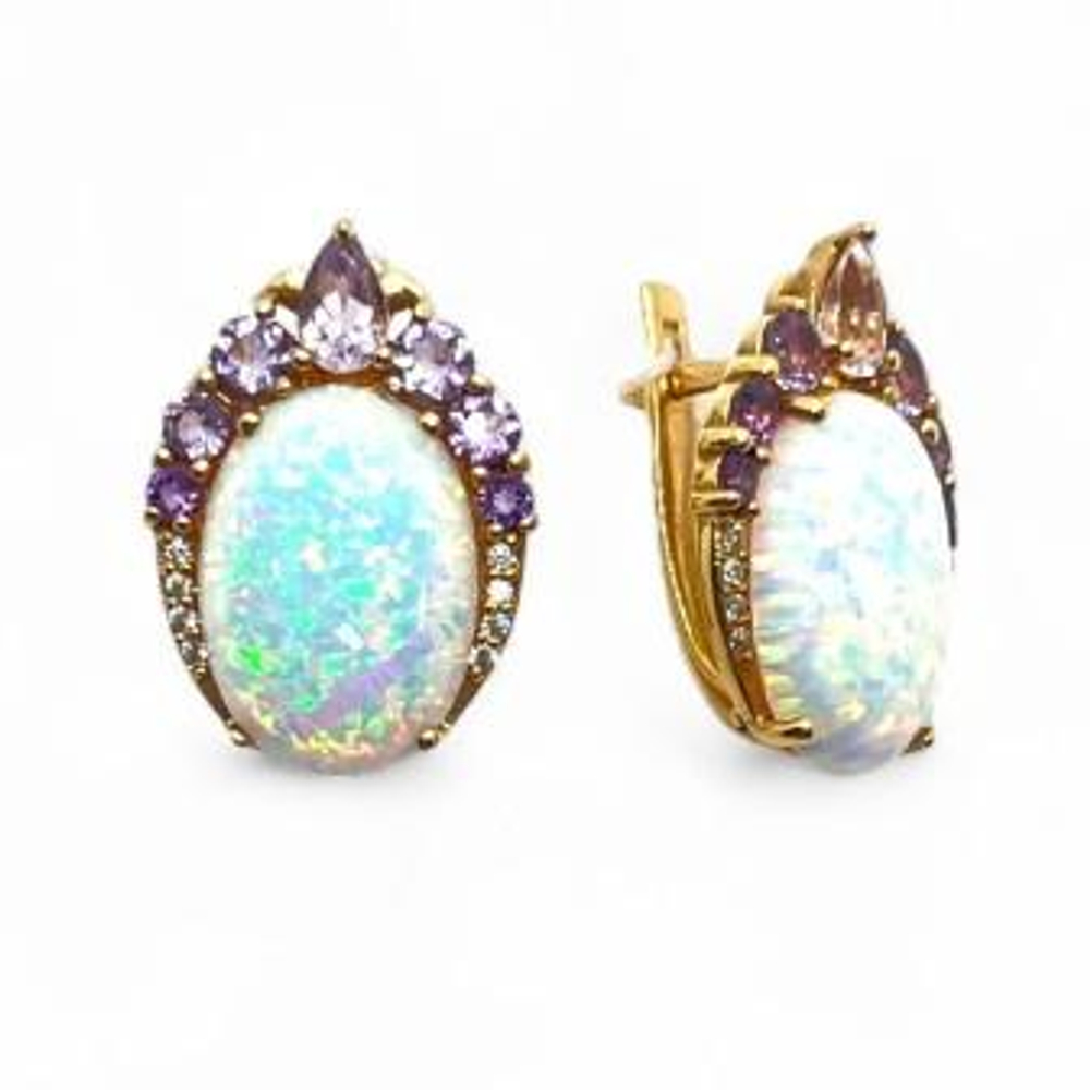 Серьги из золота с опалами