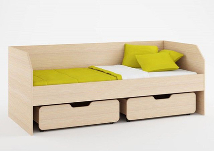 Кровать детская КарИВи Л-13 с ящиками  Дуб Молочный