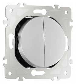 Выключатель проходной двухклавишный без рамки Arte Milano 202 202.32-2.silver