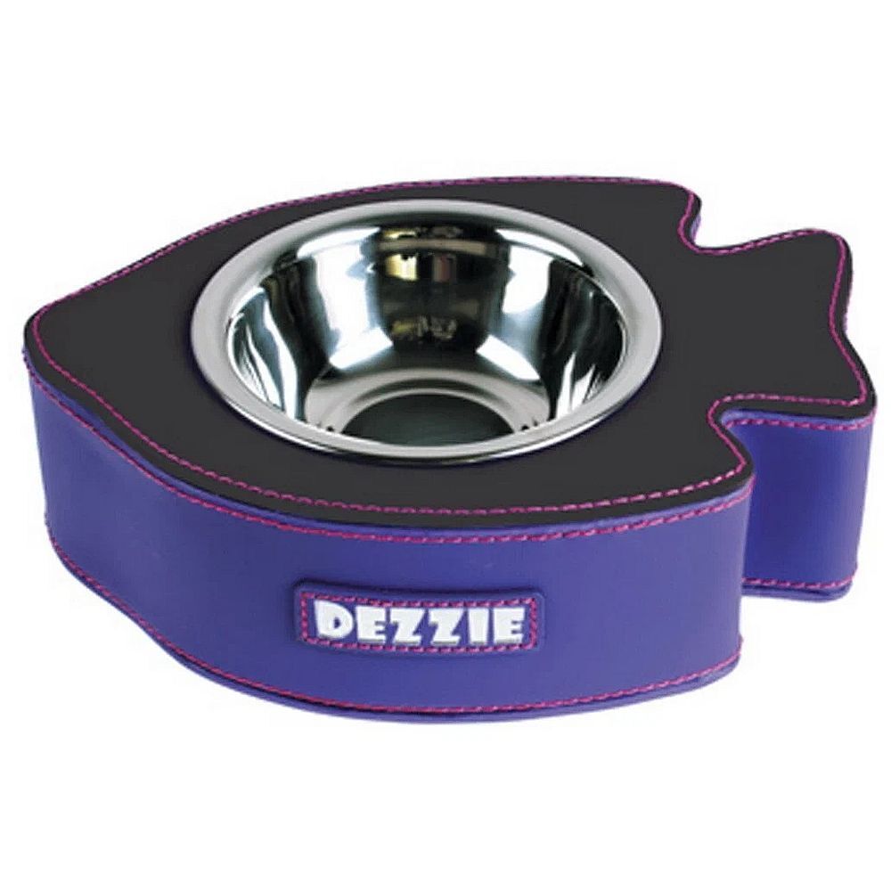 Миска DEZZIE для кошек, 11см, черно-сиреневая